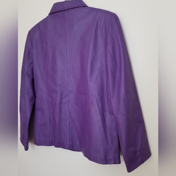 Vintage LA-ROSE Purple Leather Zip Up Jacket Size Small - Picture 9 of 16
